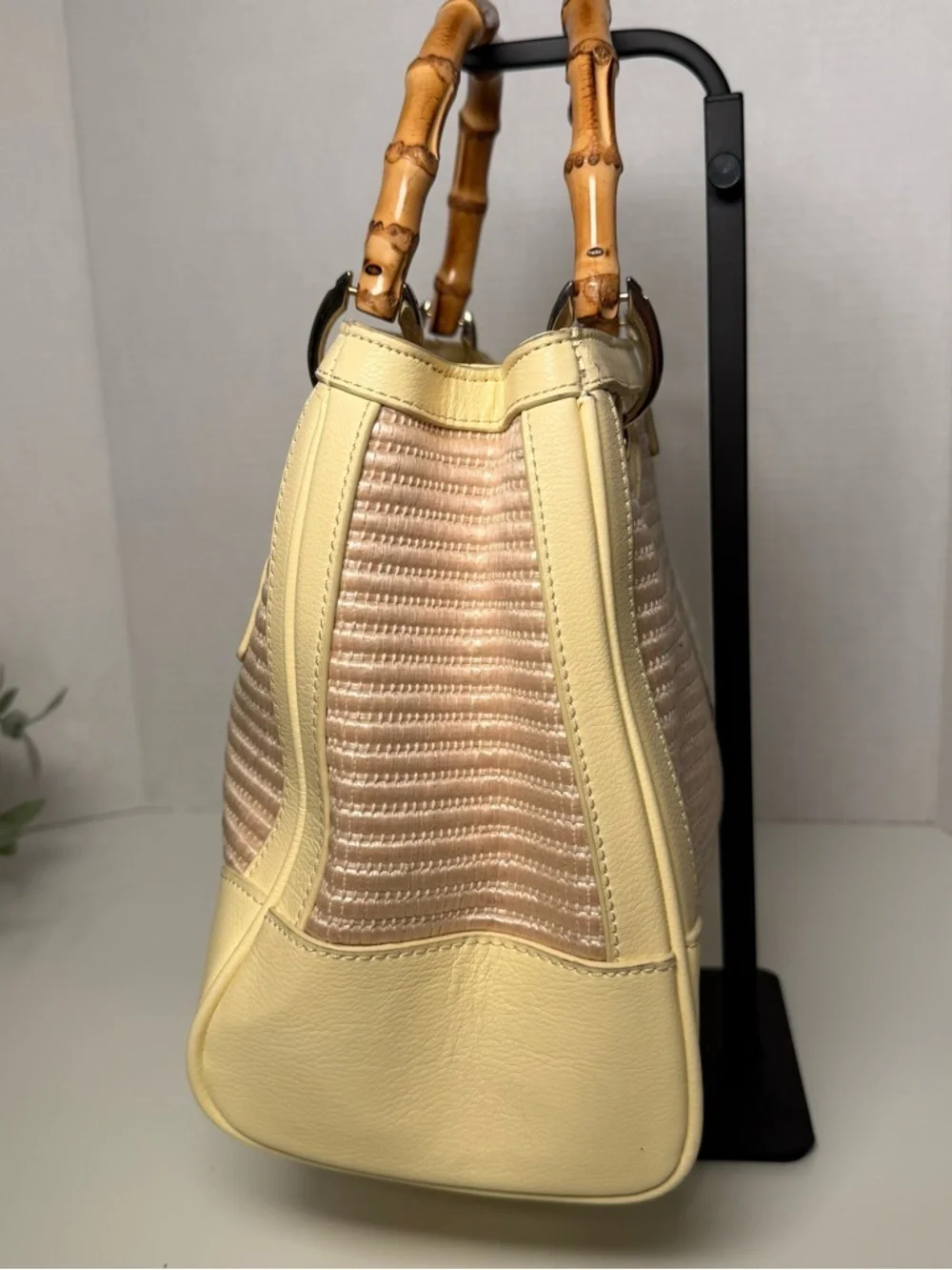 Spartina 449 Pearl Bamboo Chic Satchel Straw Woven Handbag